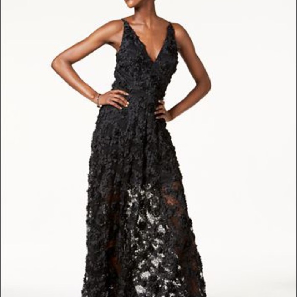 Xscape Floral lace maxi evening gown